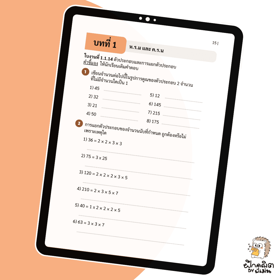 PDF แบบฝึกหัดคณิต ป.6 (เทอม 1) พร้อมเฉลย
